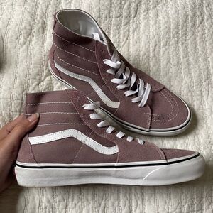 Vans Mauve and White High-Top Sneakers